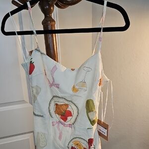 Stylish Backless Dress with Food Print